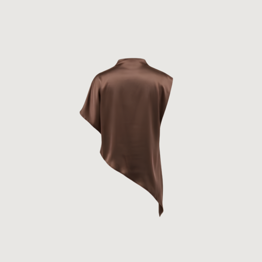 Espresso Satin Cape Blouse