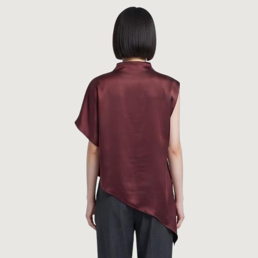Bordeaux Satin Cape Blouse
