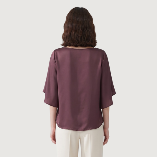 Plum Satin Flutter Tunic
