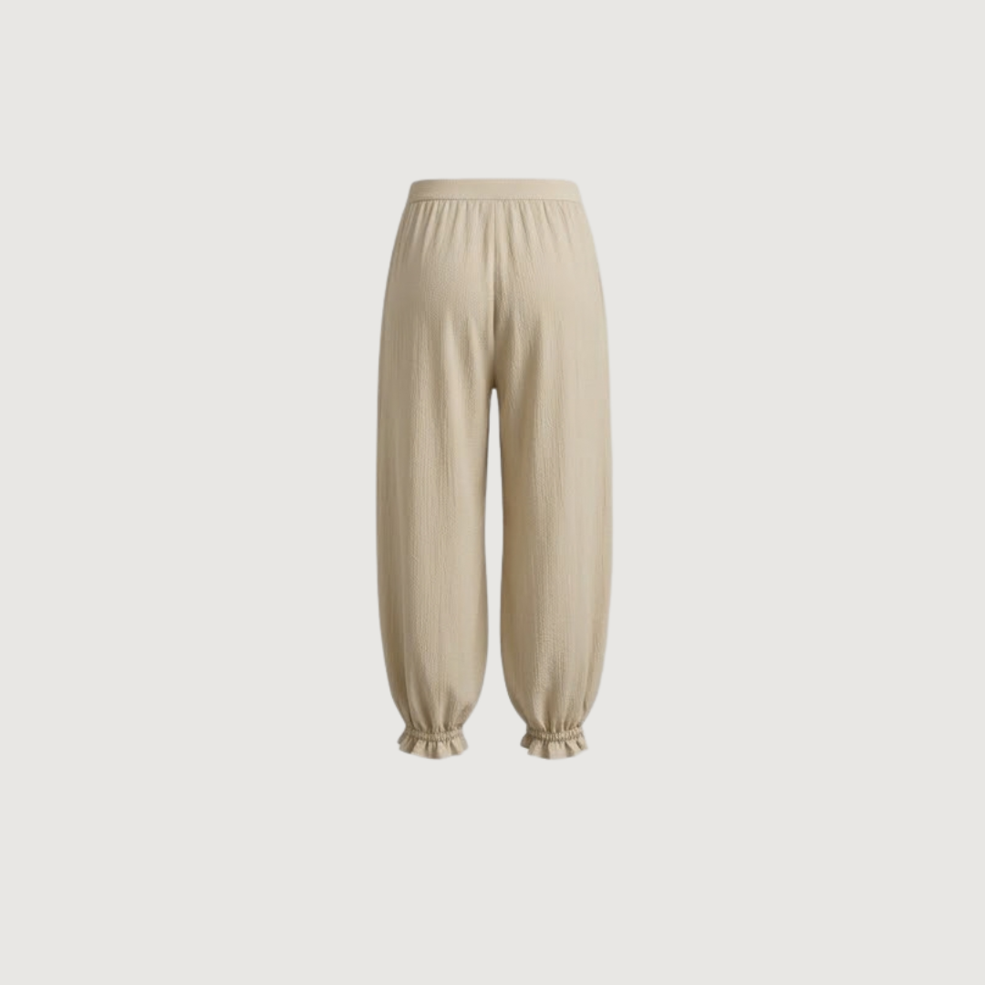 Crème Ruffle Jogger Pants