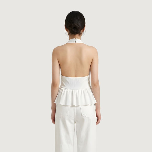 Blanc Ruffle Top