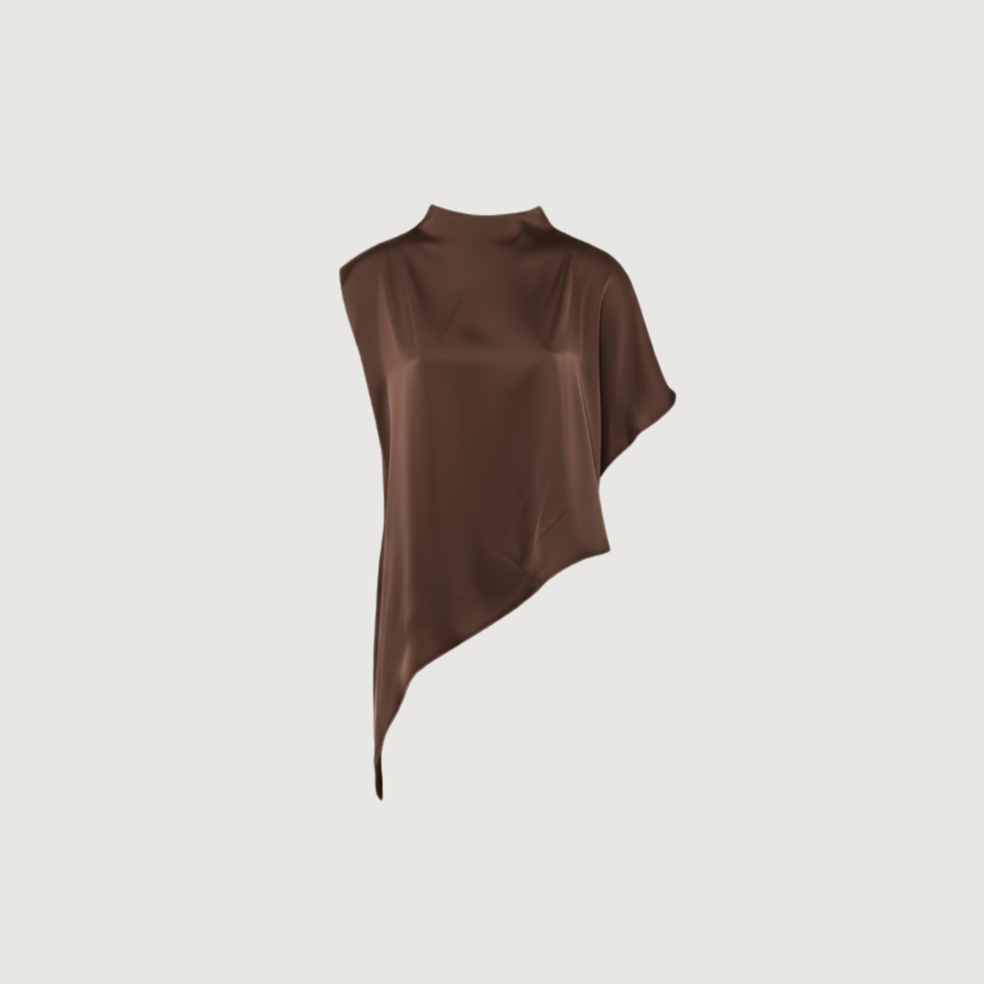 Espresso Satin Cape Blouse