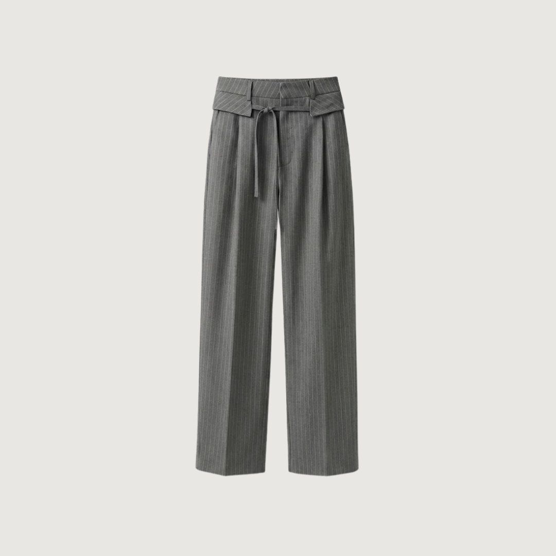 Tie-Waist Pinstripe Trousers