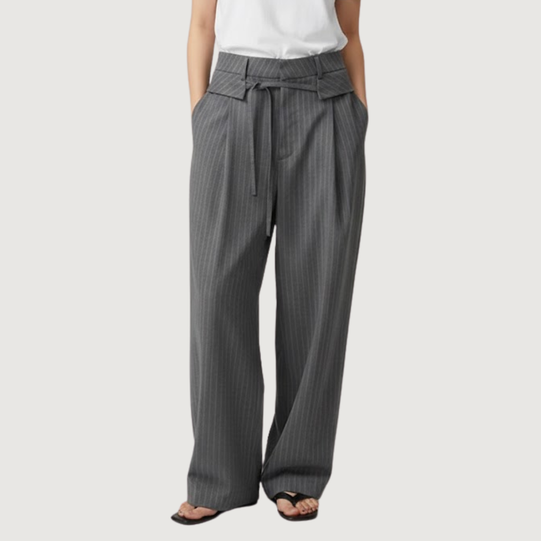 Tie-Waist Pinstripe Trousers