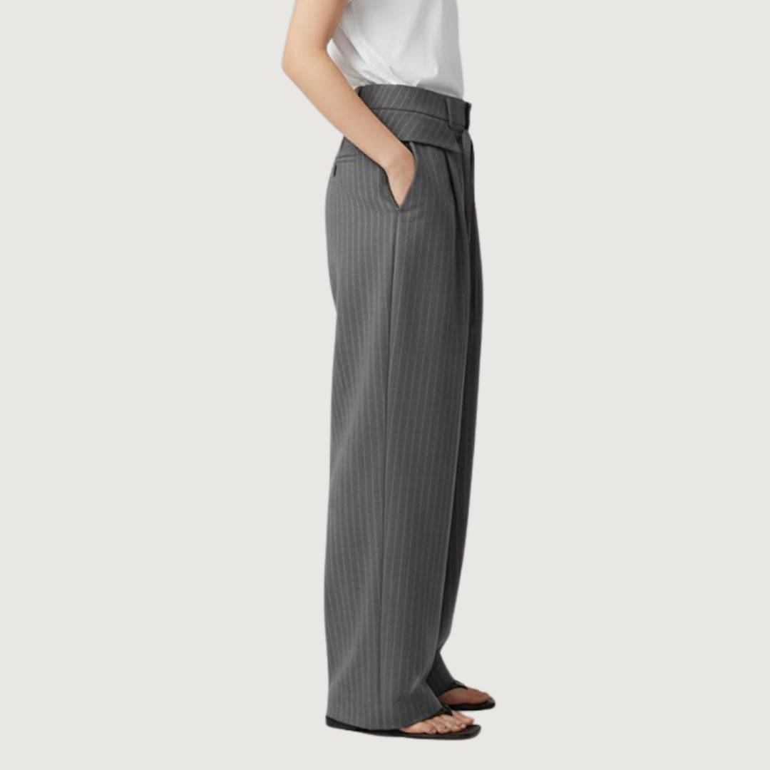 Tie-Waist Pinstripe Trousers