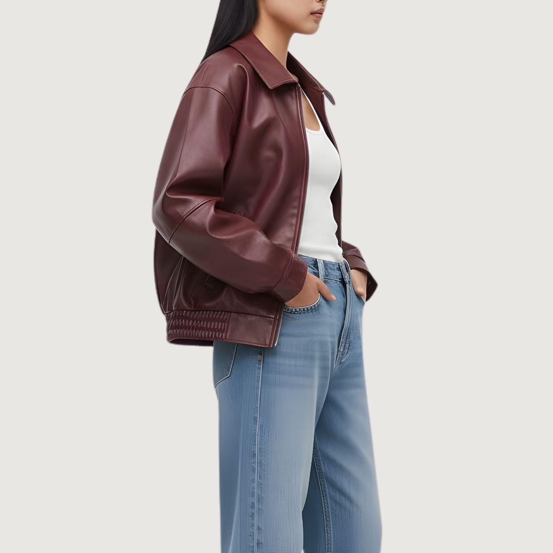 Chamarra Bomber Efecto Piel