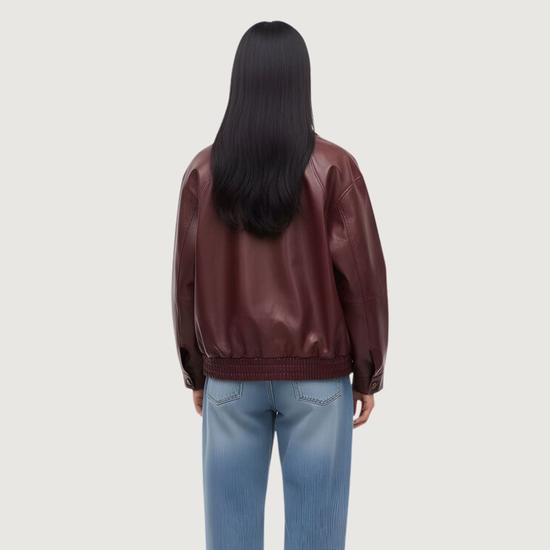 Chamarra Bomber Efecto Piel