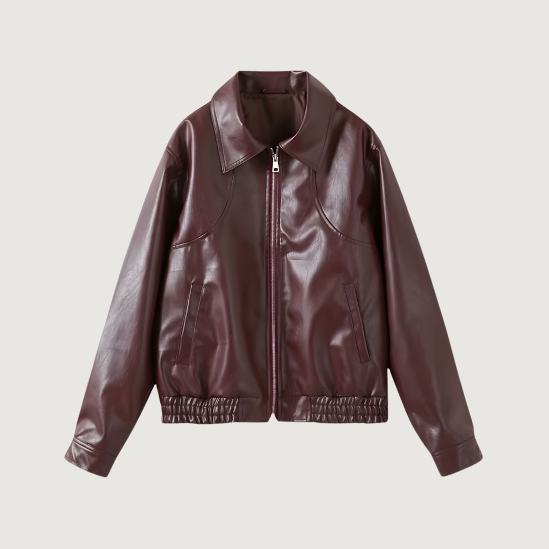 Chamarra Bomber Efecto Piel
