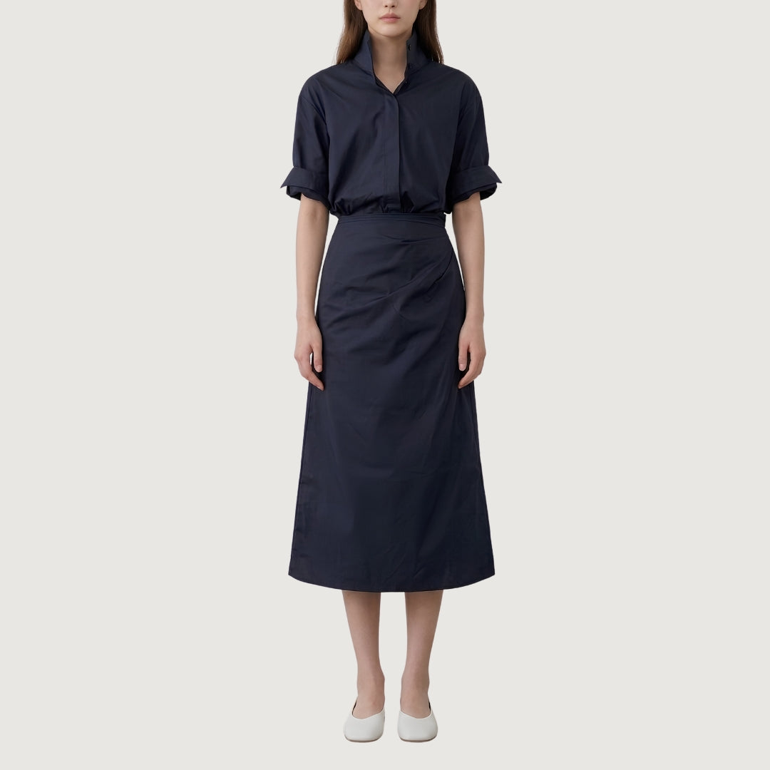 Asymmetric Tie-Front Shirt Dress