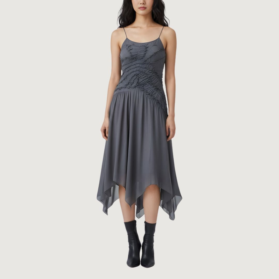 Vestido Fruncido Asimetrico