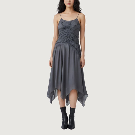 Vestido Fruncido Asimetrico