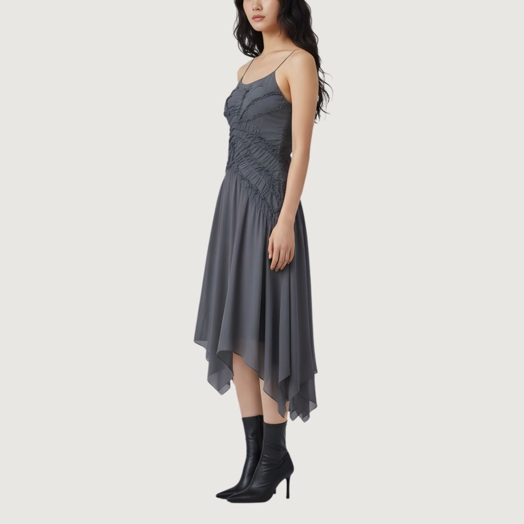 Vestido Fruncido Asimetrico