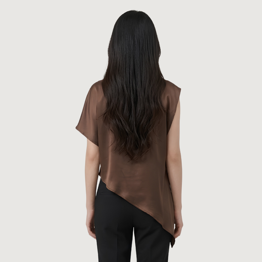 Espresso Satin Cape Blouse