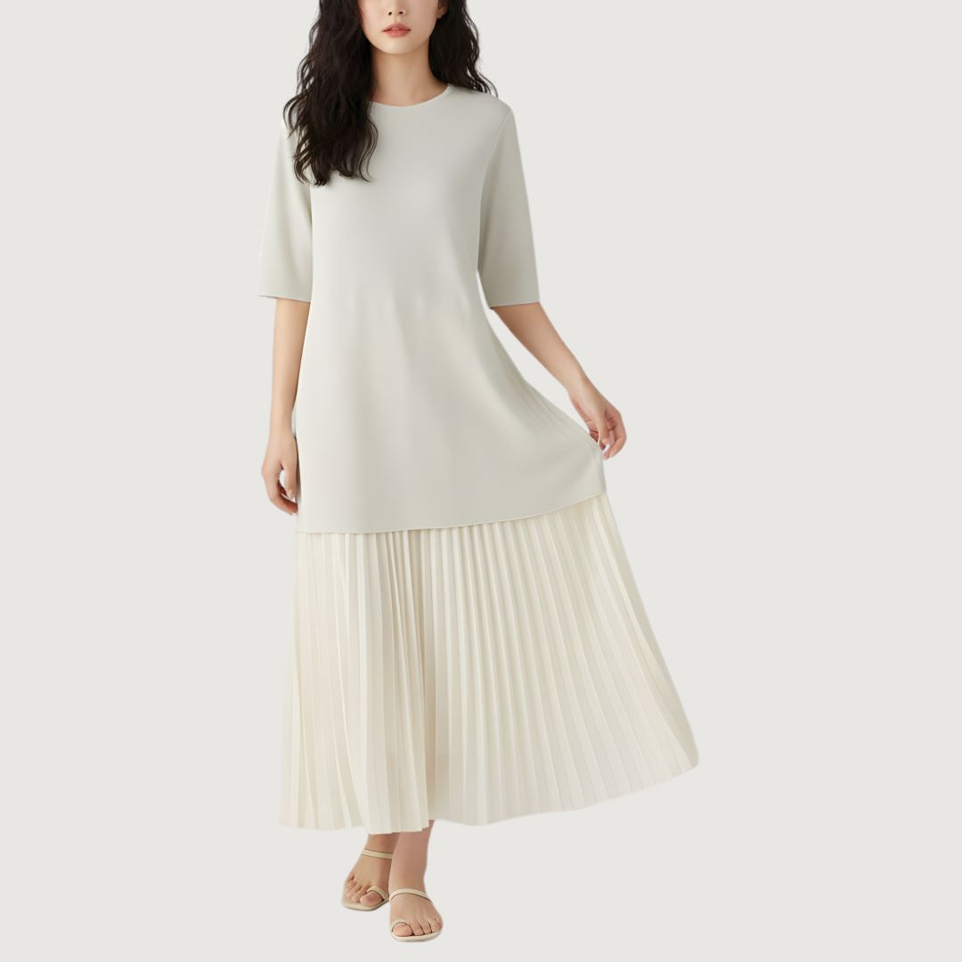 Vestido Plisado Combinado