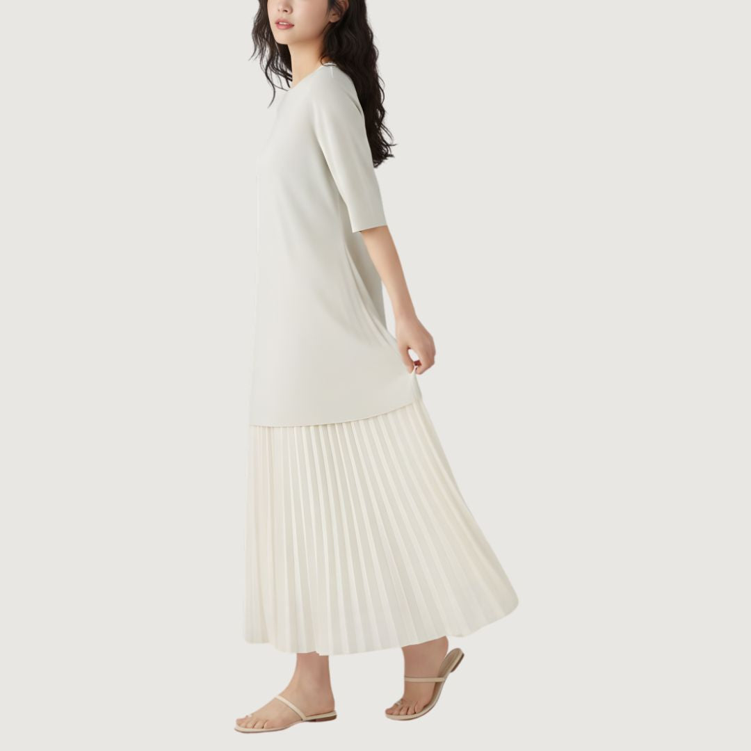 Vestido Plisado Combinado