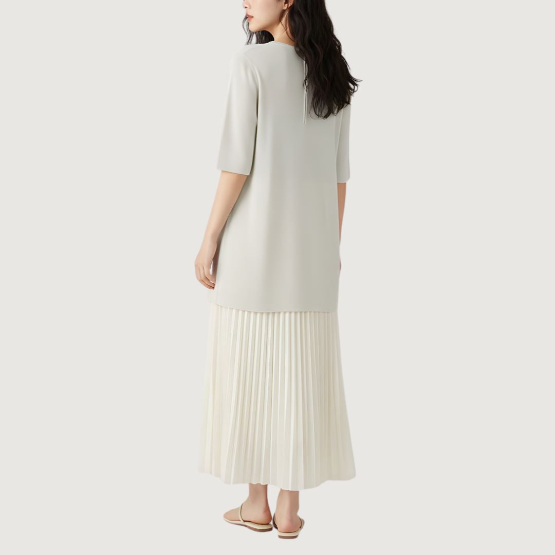 Vestido Plisado Combinado