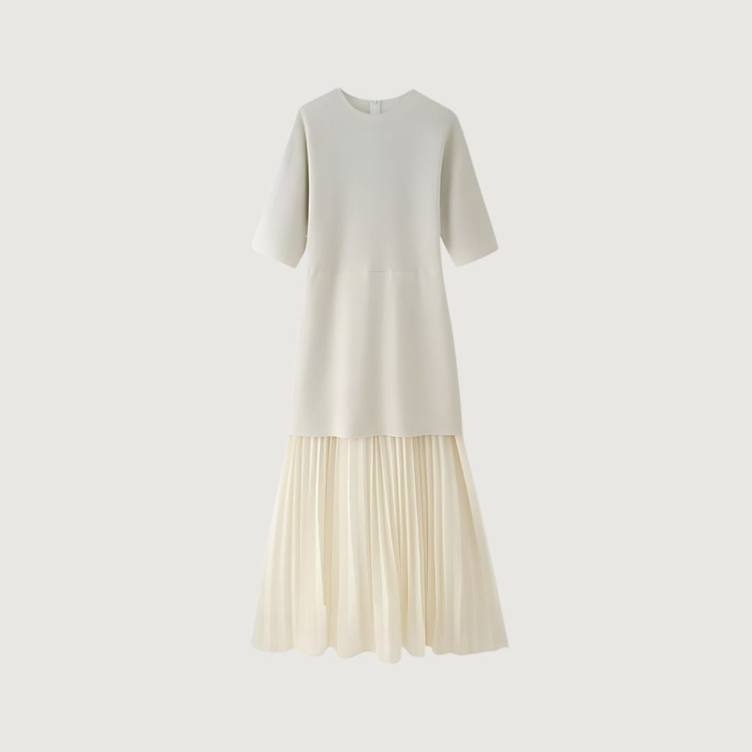 Vestido Plisado Combinado