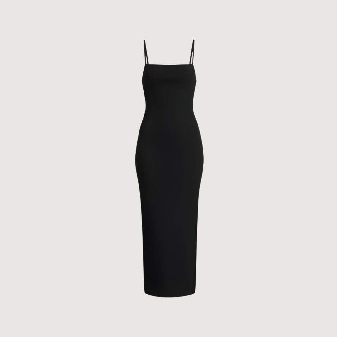 Vestido Tubo Escote Cuadrado Negro- Kagteil