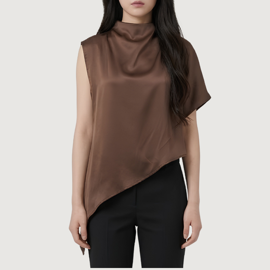 Espresso Satin Cape Blouse