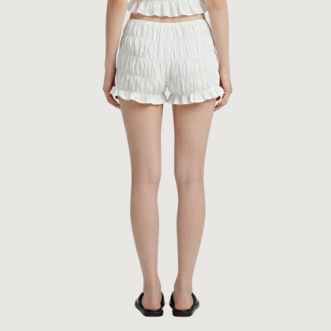 White Ruched Short Set