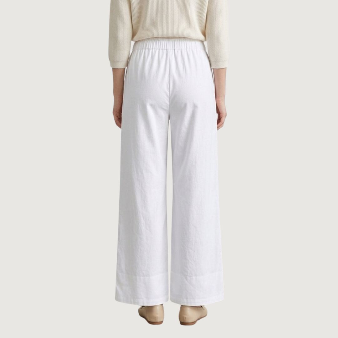 Soft White Straight-Leg Pants