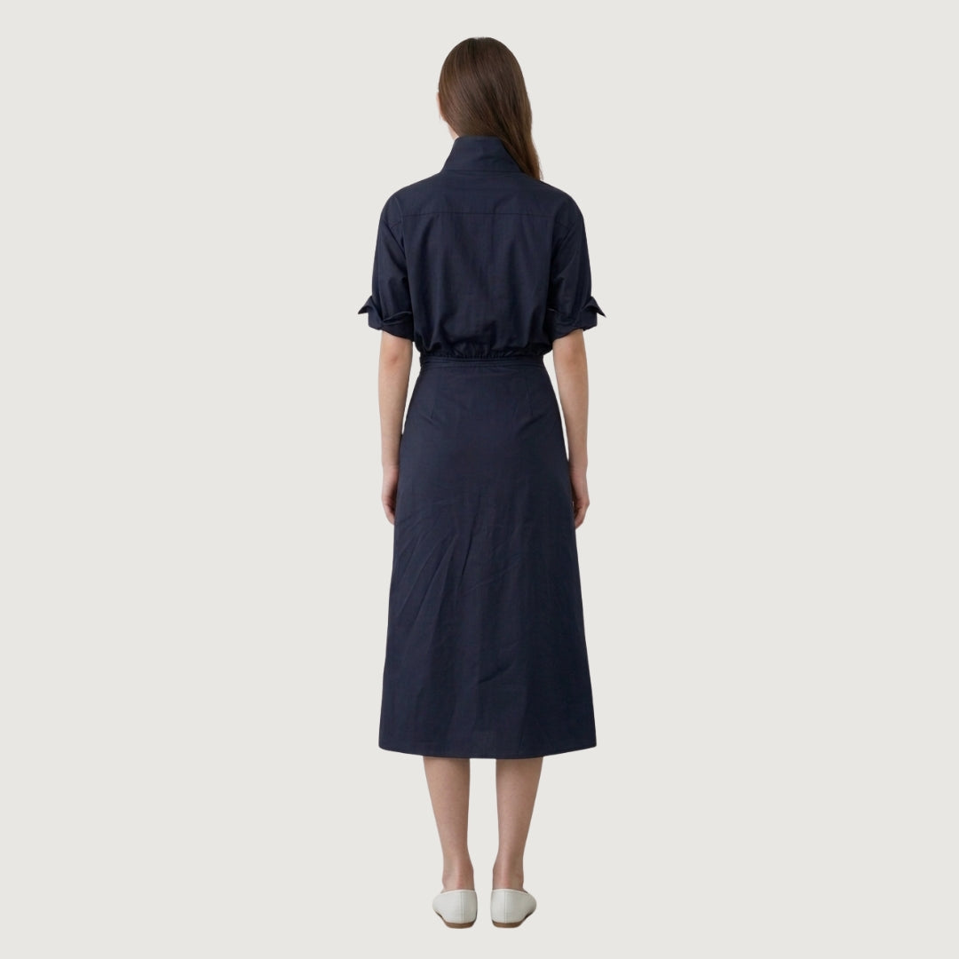 Asymmetric Tie-Front Shirt Dress