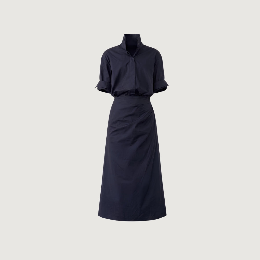 Asymmetric Tie-Front Shirt Dress