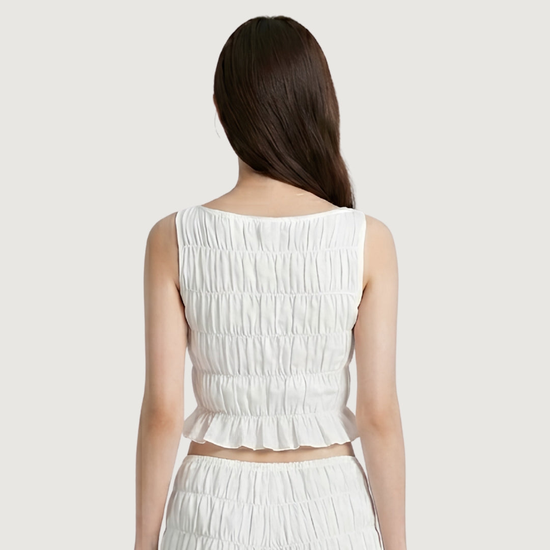 White Ruched Top Set