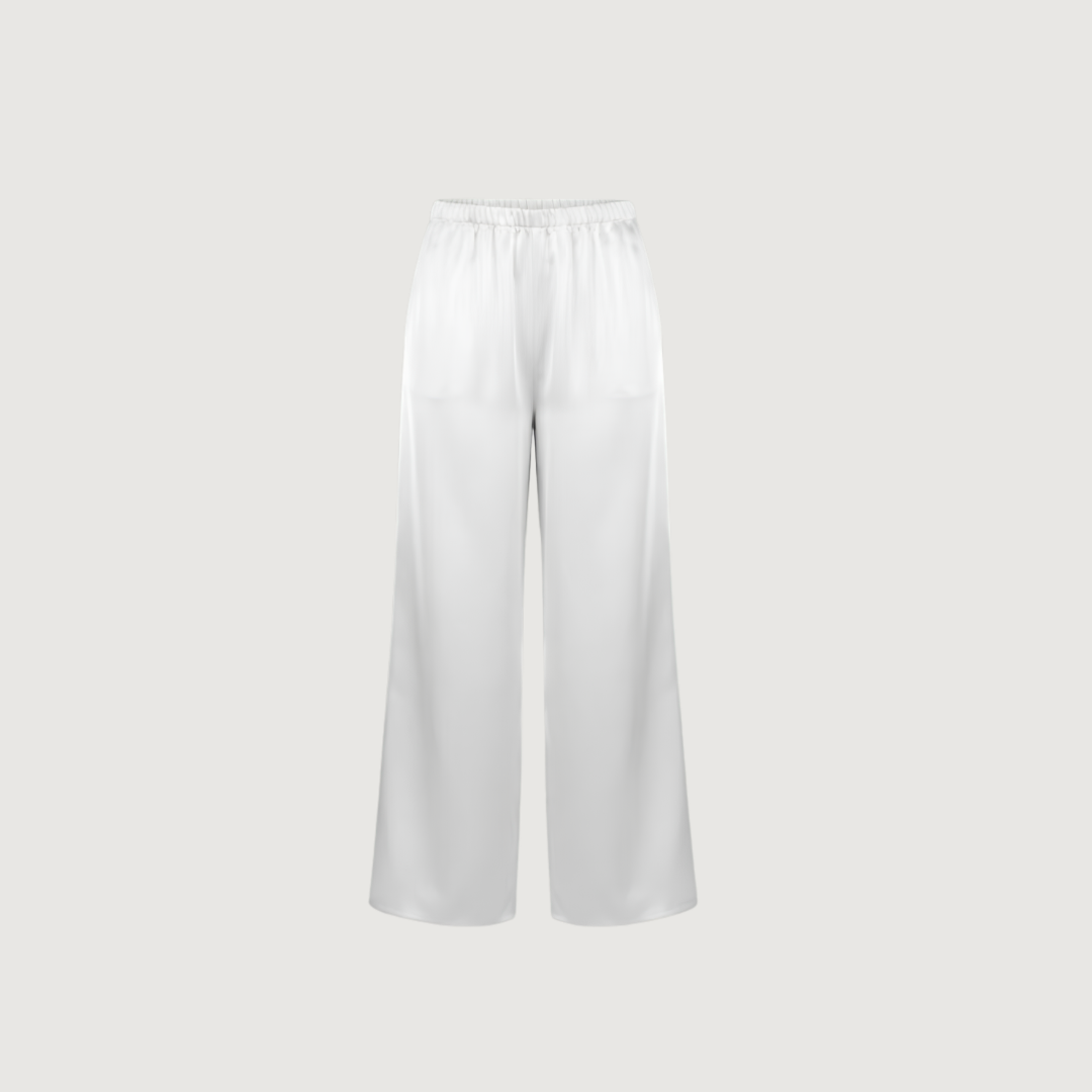Blanc Satin Wide Pants
