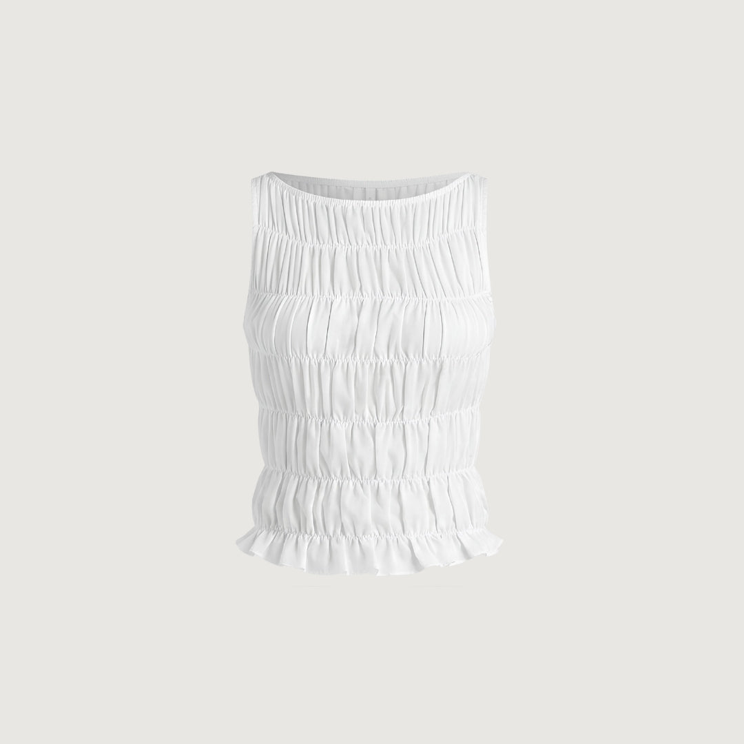 White Ruched Top Set