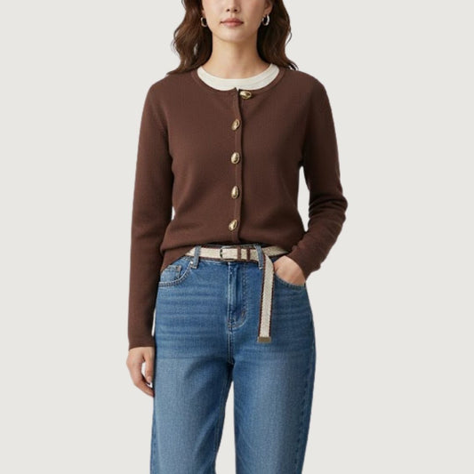 Golden Button Knit Mocha
