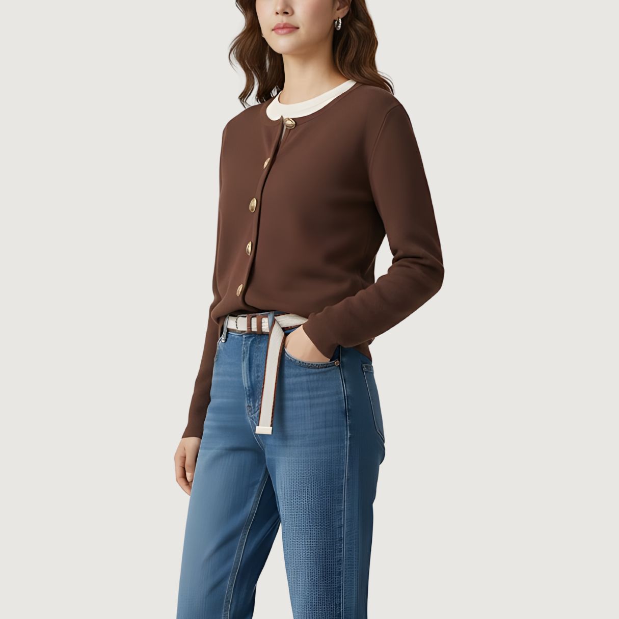 Golden Button Knit Mocha
