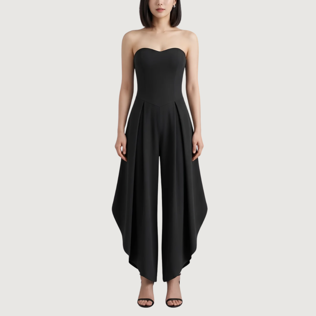 Amour Scarf-Hem Strapless Jumpsuit