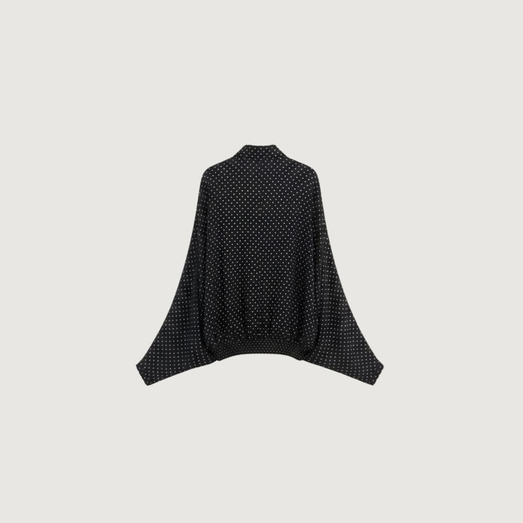 Obsidian Tie-Neck Polka Dot Blouse