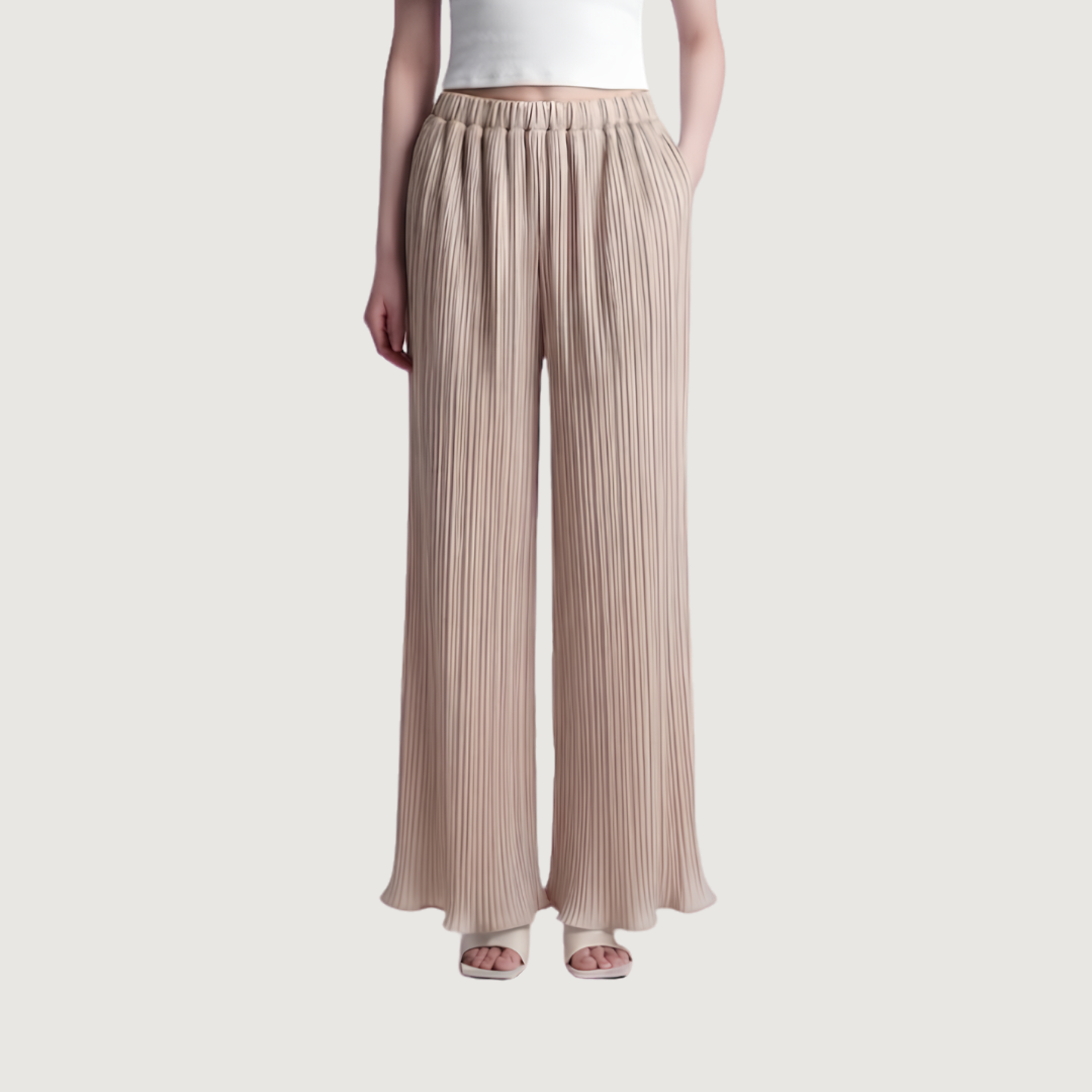 Pantalon Plisse Beige