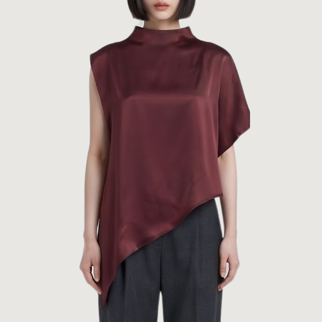 Bordeaux Satin Cape Blouse
