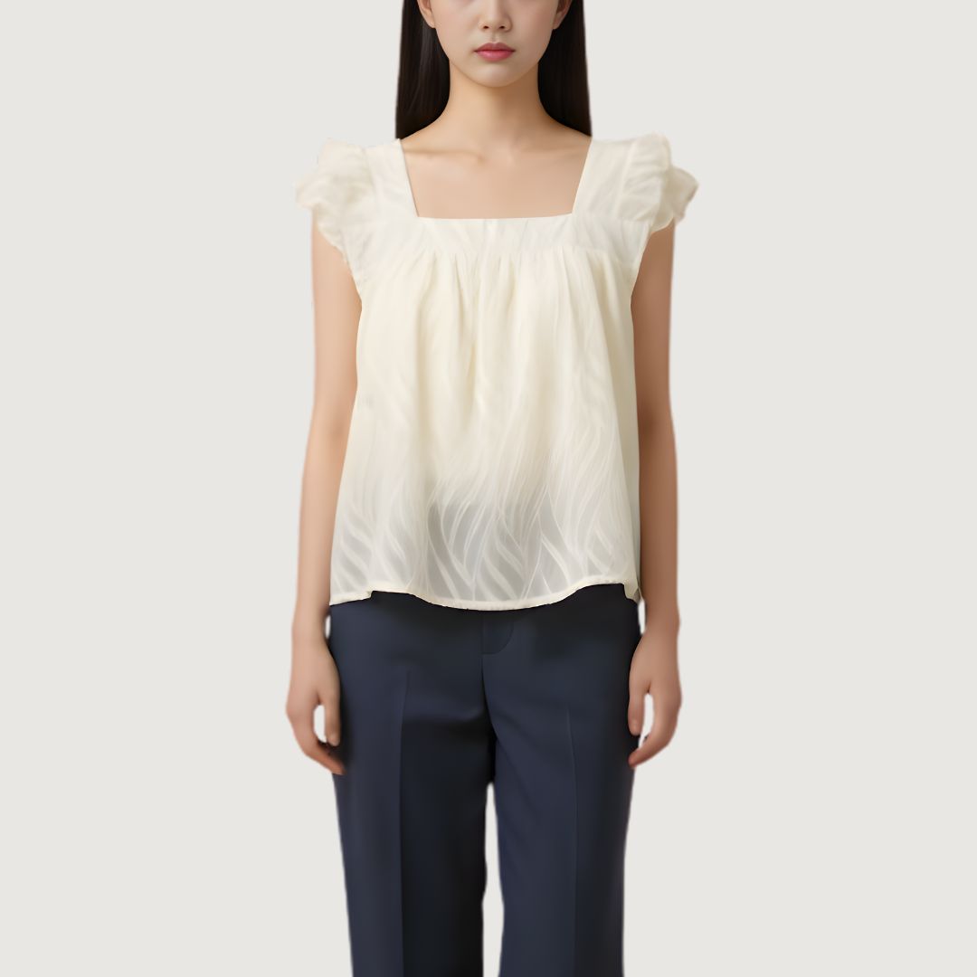 Soft Ruffle Top Ivory