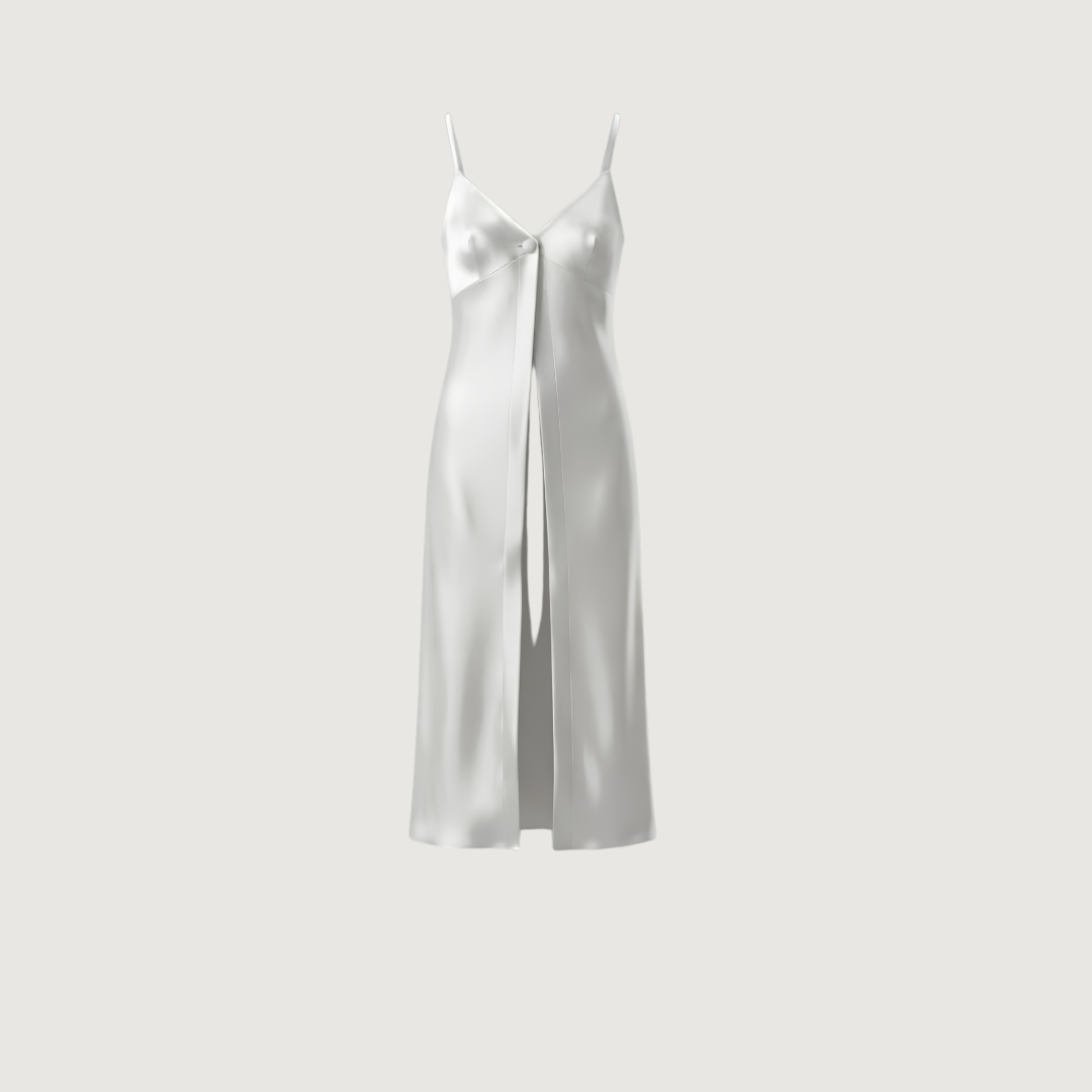 Blanc Satin Slit Tunic