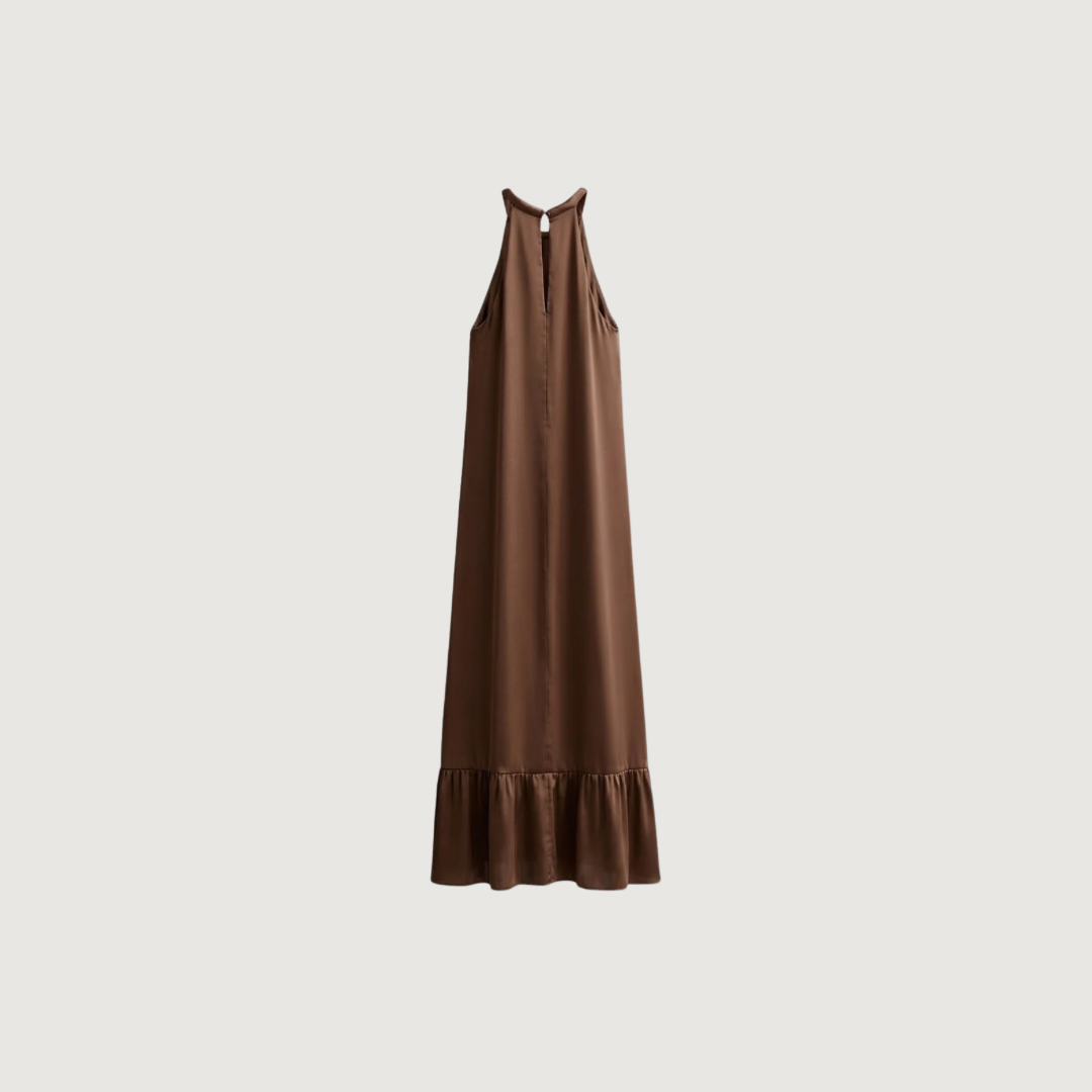 Solafi Cocoa Ruffle Maxi Dress