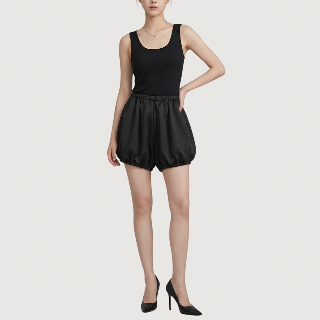 Obsidian Satin Bubble Shorts