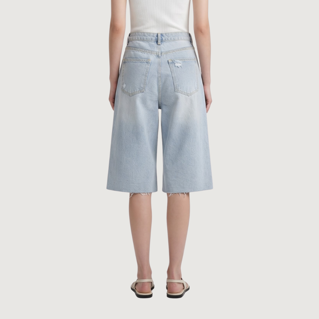 Sky Wash Distressed Wide Jeans