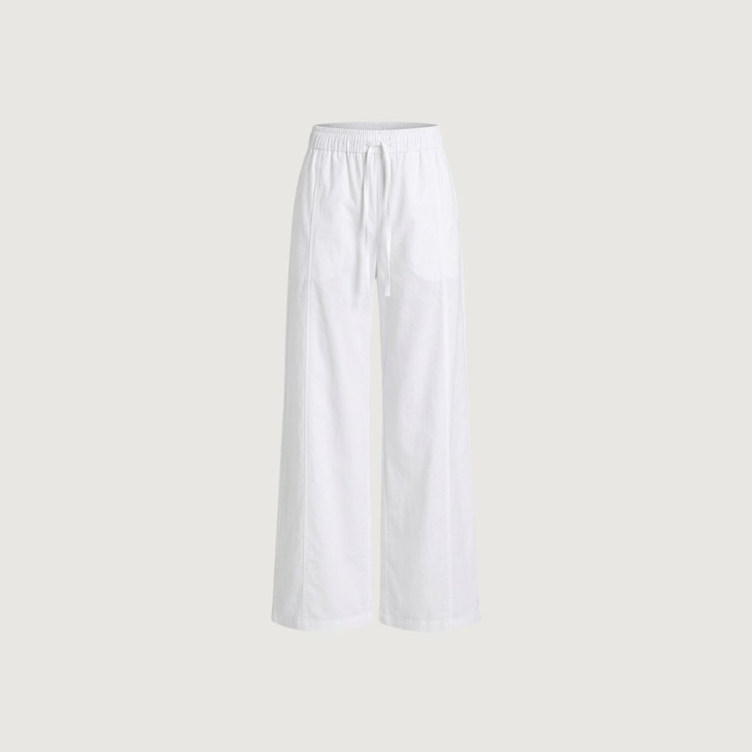 Soft White Straight-Leg Pants