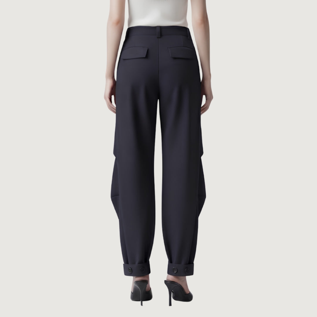 Navy Tab Ankle Pants