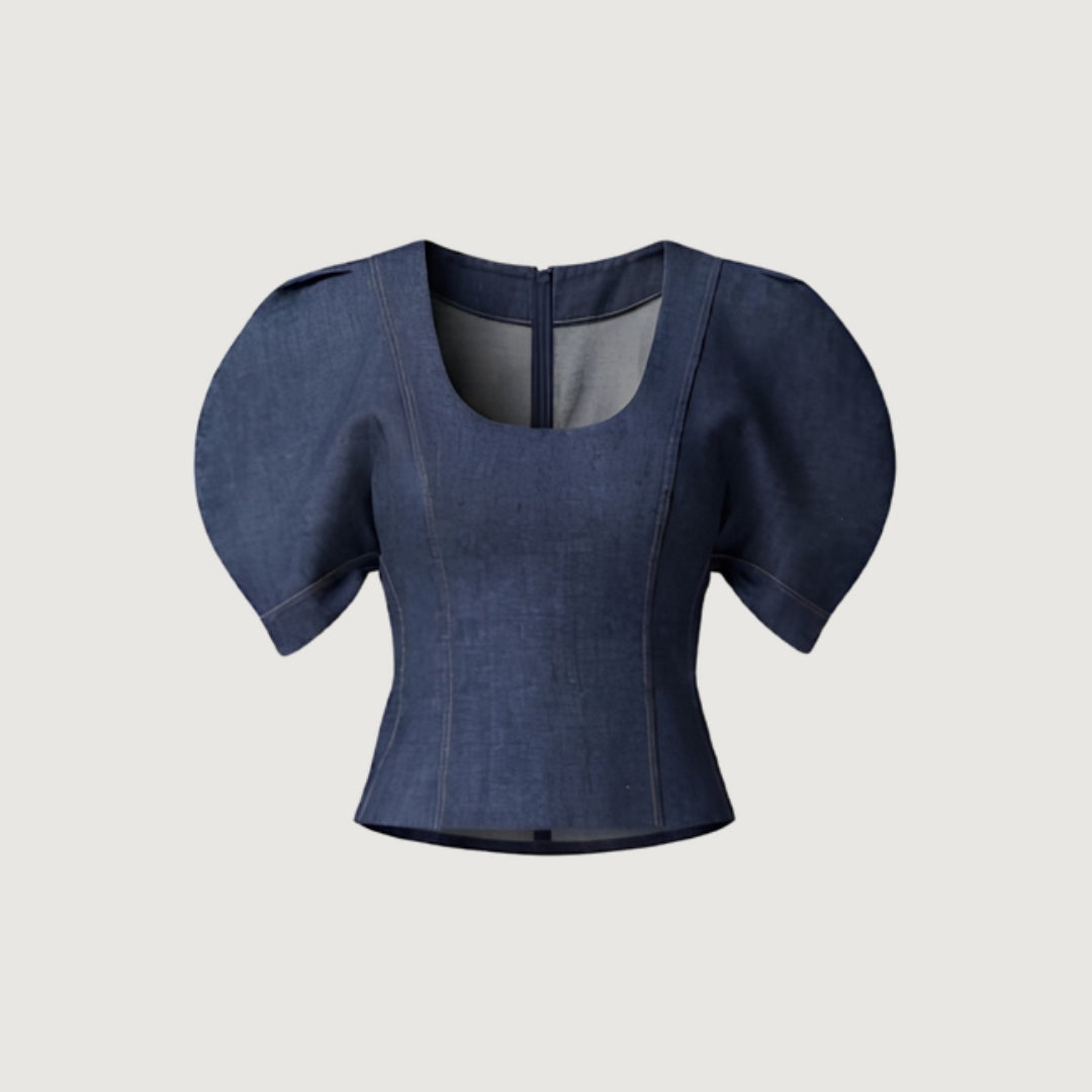 Indigo Puff Top
