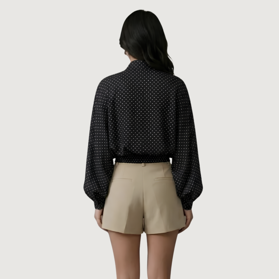 Obsidian Tie-Neck Polka Dot Blouse
