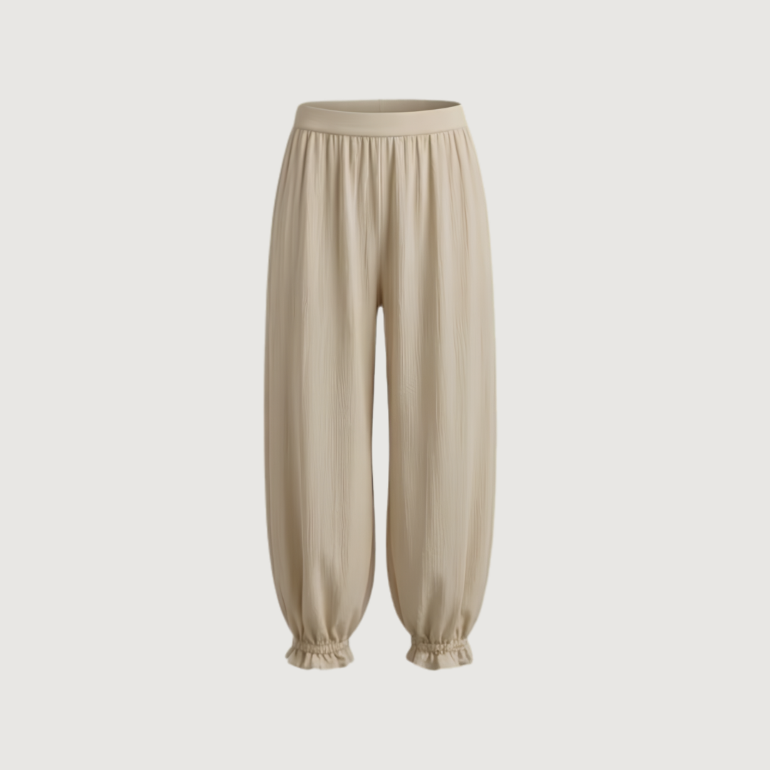 Crème Ruffle Jogger Pants