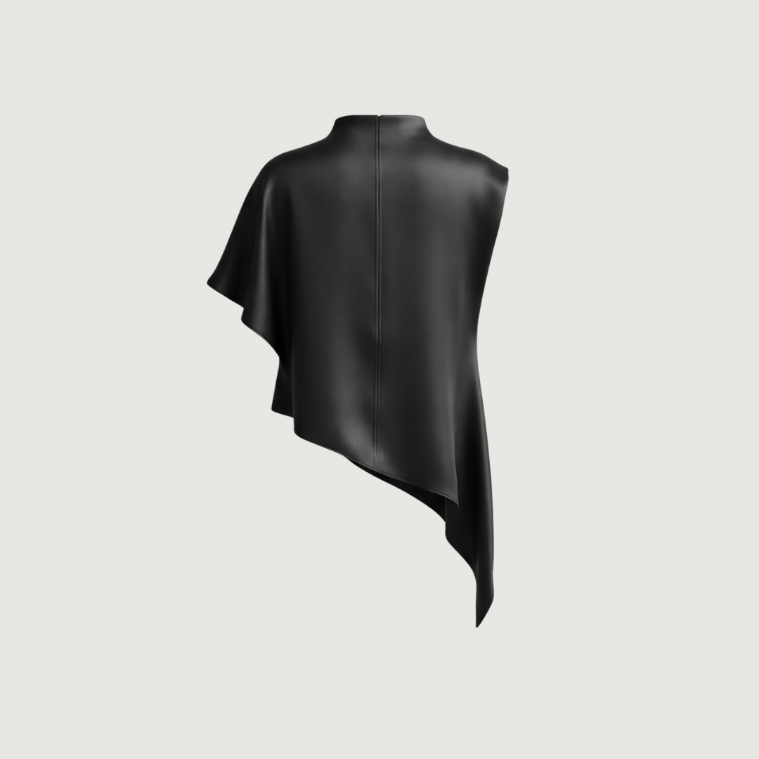 Obsidian Satin Cape Blouse