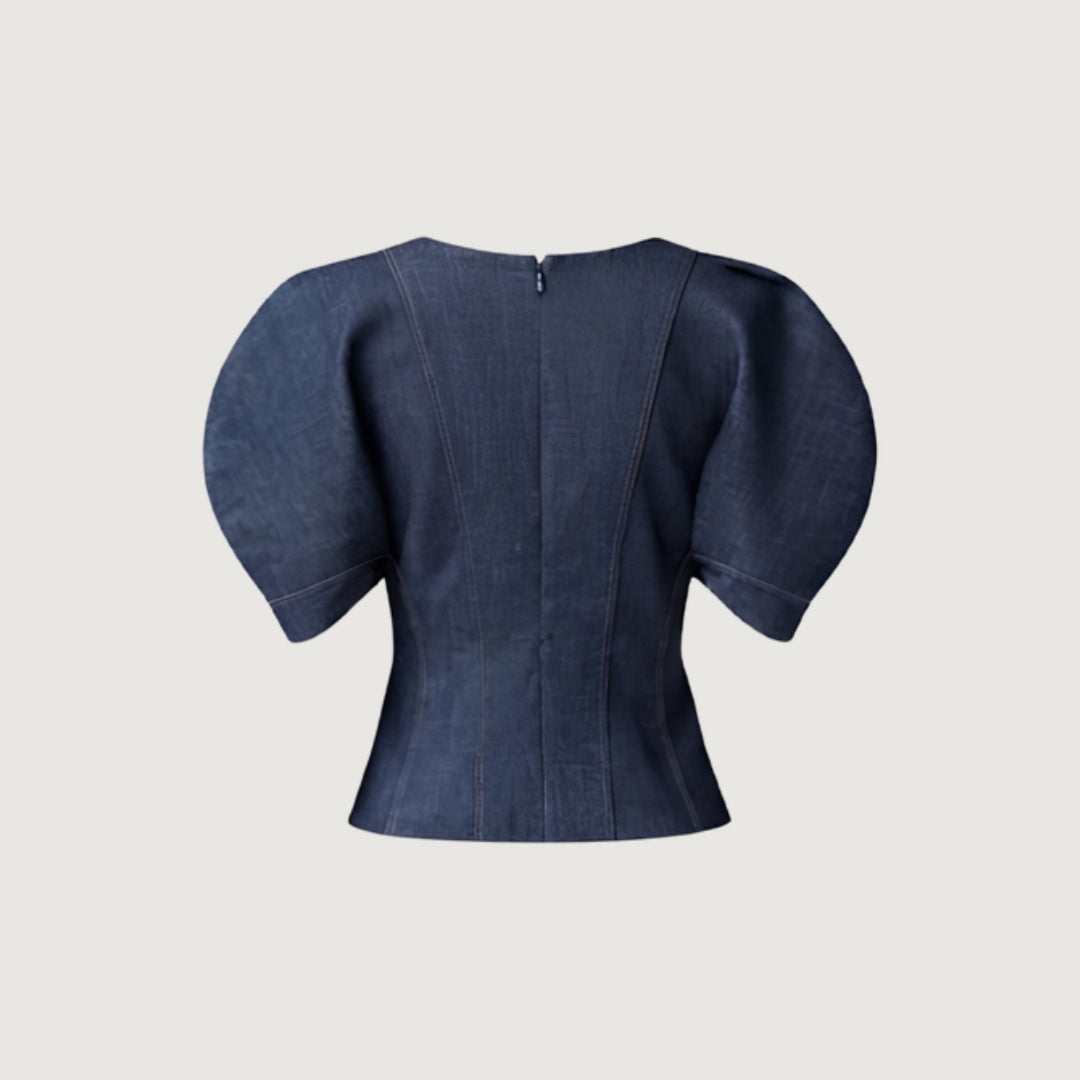 Indigo Puff Top