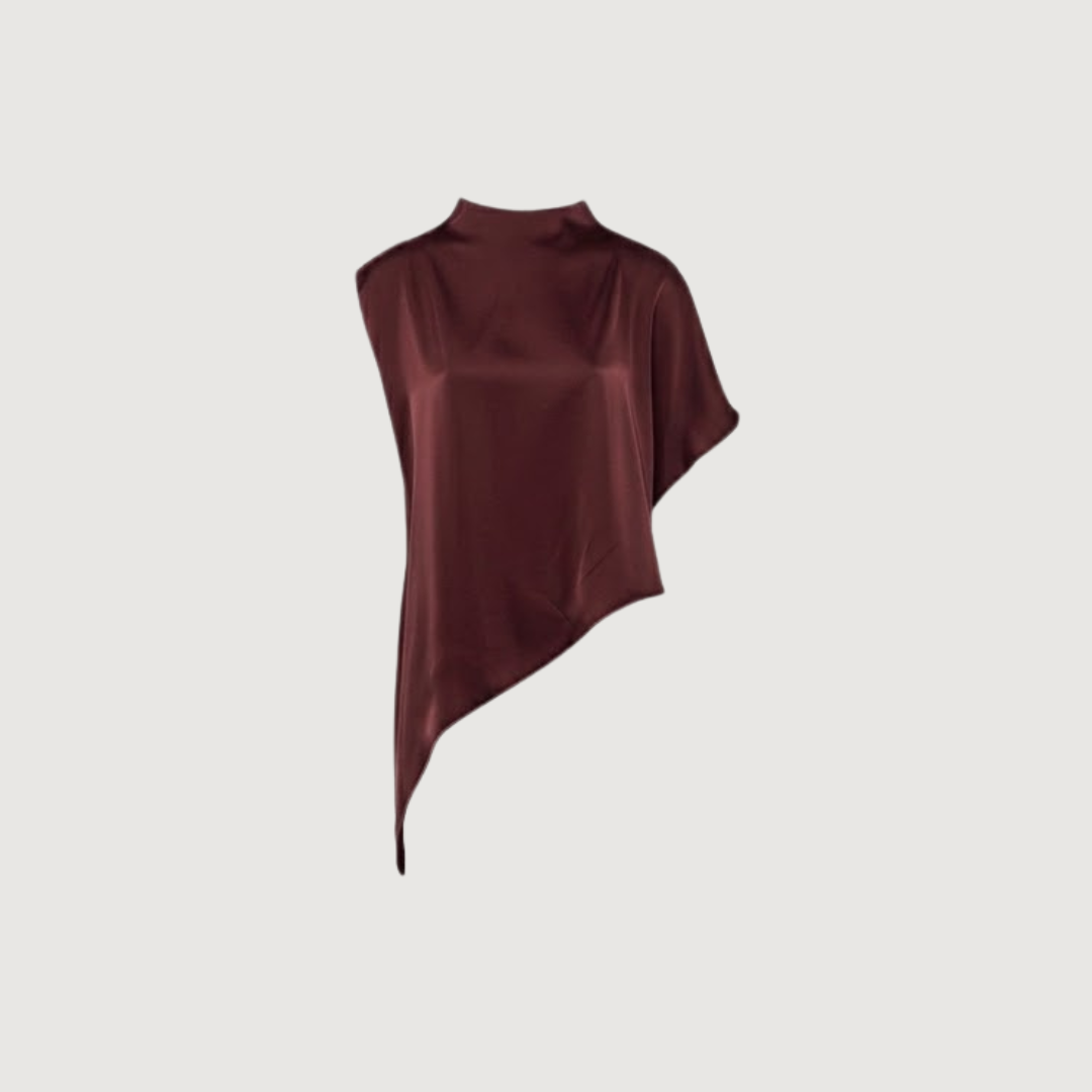 Bordeaux Satin Cape Blouse