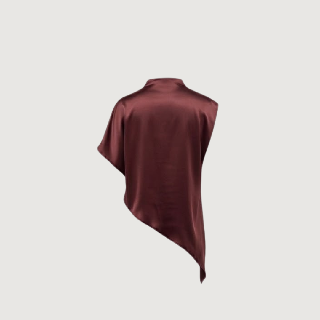 Bordeaux Satin Cape Blouse